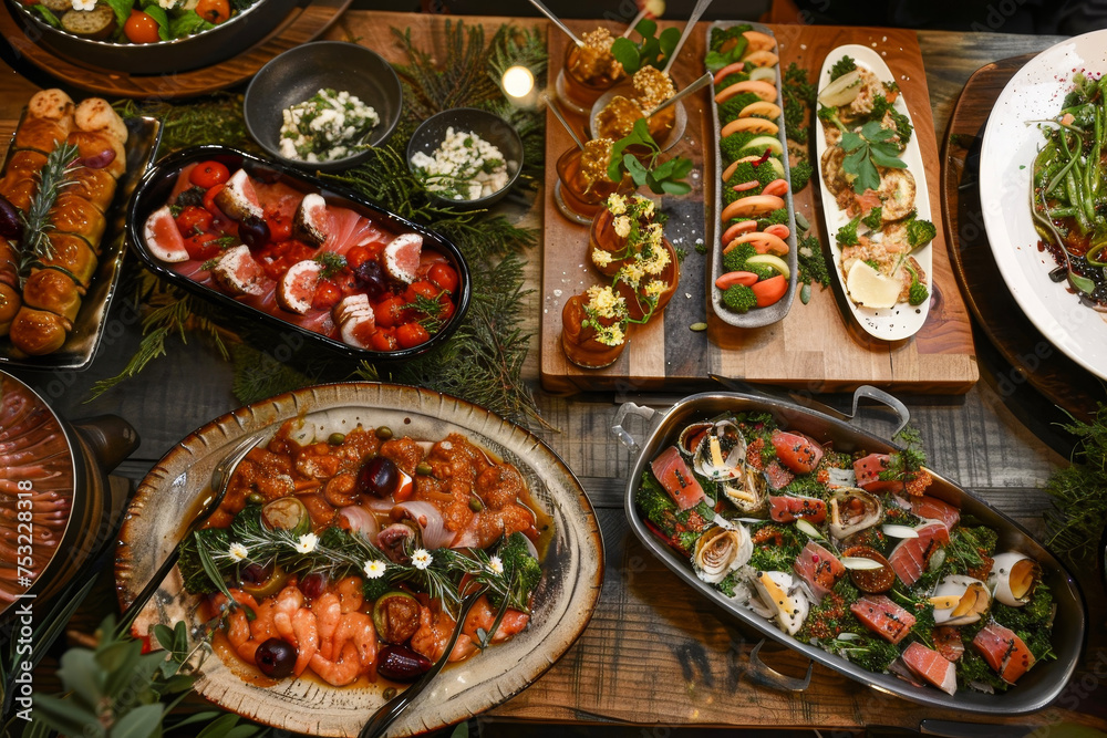 A photo of a buffet table with a variety of dishes