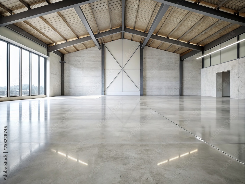 The simple cement floor contrasts with the loft architecture structure generative ai The simple cement floor contrasts with the loft architecture structure generative ai