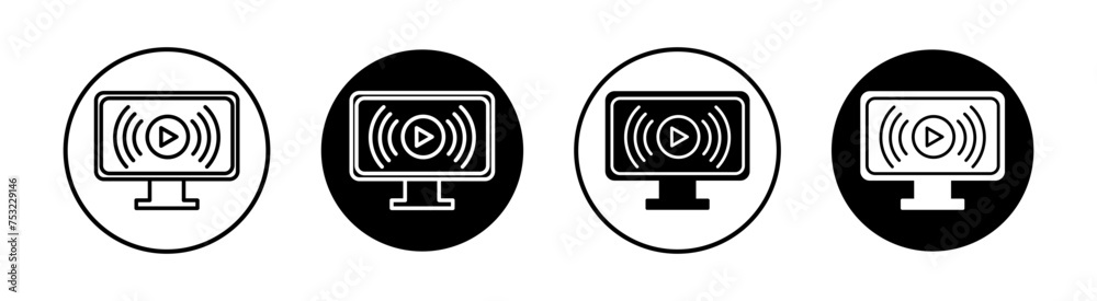 Video streaming flat line icon set. Video streaming Thin line illustration vector Video streaming flat line icon set. Video streaming Thin line illustration vector