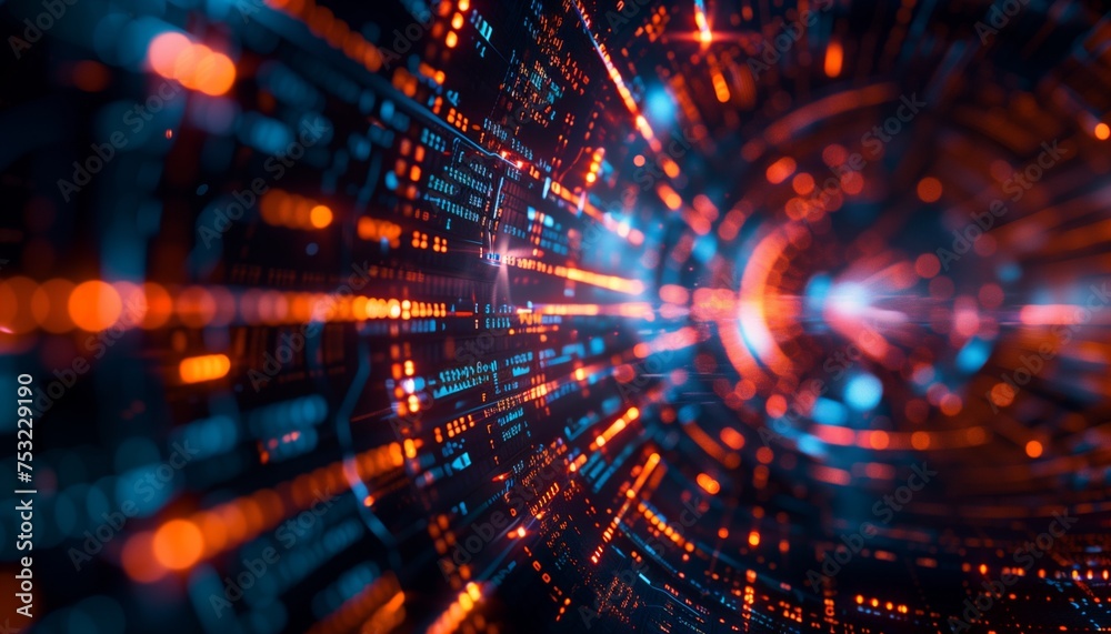 Dynamic Abstract Background With Bright Lights. Generative AI Dynamic Abstract Background With Bright Lights. Generative AI