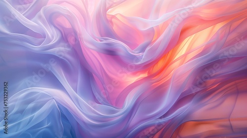 Fluid Harmony: Abstract Painting in Blue, Pink, and Orange. Generative AI