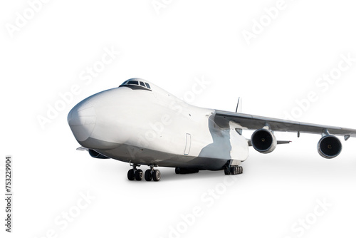 White wide body transport cargo airplane isolated photo