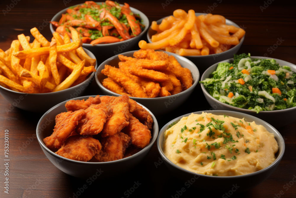 Assorted Comfort Food Selection in Bowls Assorted Comfort Food Selection in Bowls