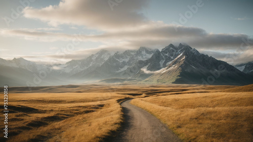 A winding trail leads to breathtaking vistas, where the majestic mountains command attention, their timeless presence etched against the horizon.