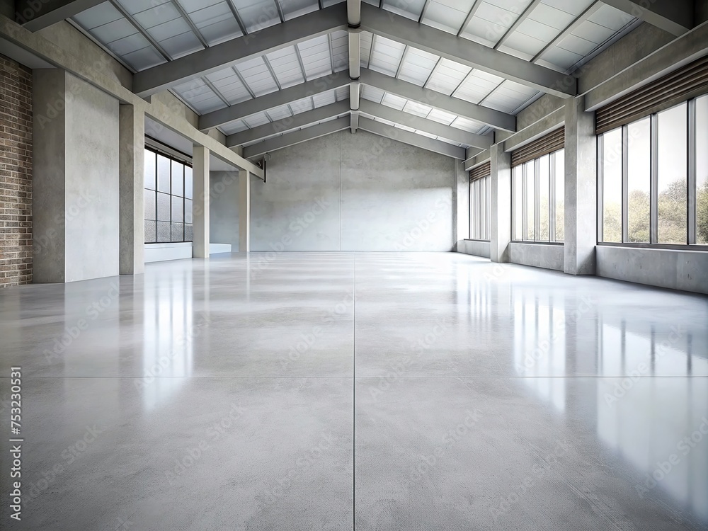 The simple cement floor contrasts with the loft architecture structure generative ai The simple cement floor contrasts with the loft architecture structure generative ai
