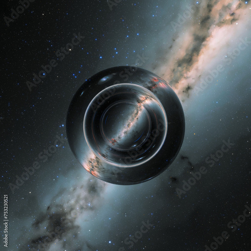 Fotografie Black Hole Bending Light Around It in a Vibrant Deep Space Illustration