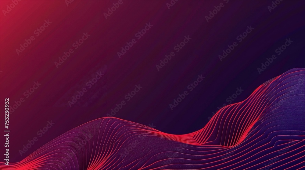 A minimalist art piece with a corner of deep purple to light red waves transitioning to a plain background of color A minimalist art piece with a corner of deep purple to light red waves transitioning to a plain background of color