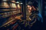 Technician Concentrating on Electrical Panel Wiring