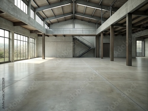 Wallpaper Mural The simple cement floor contrasts with the loft architecture structure generative ai Torontodigital.ca