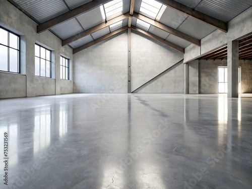 Wallpaper Mural The simple cement floor contrasts with the loft architecture structure generative ai Torontodigital.ca