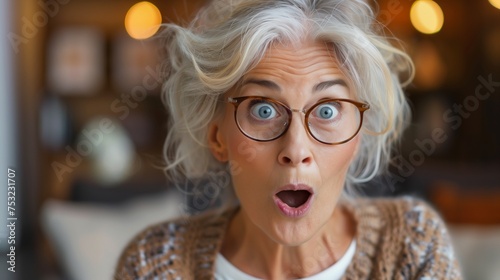 Woman With Glasses Making a Surprised Face. Generative AI photo