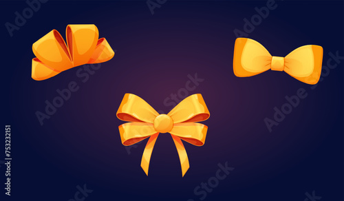 Set of ribbon bows. Butterfly. Ribbon bows for decoration