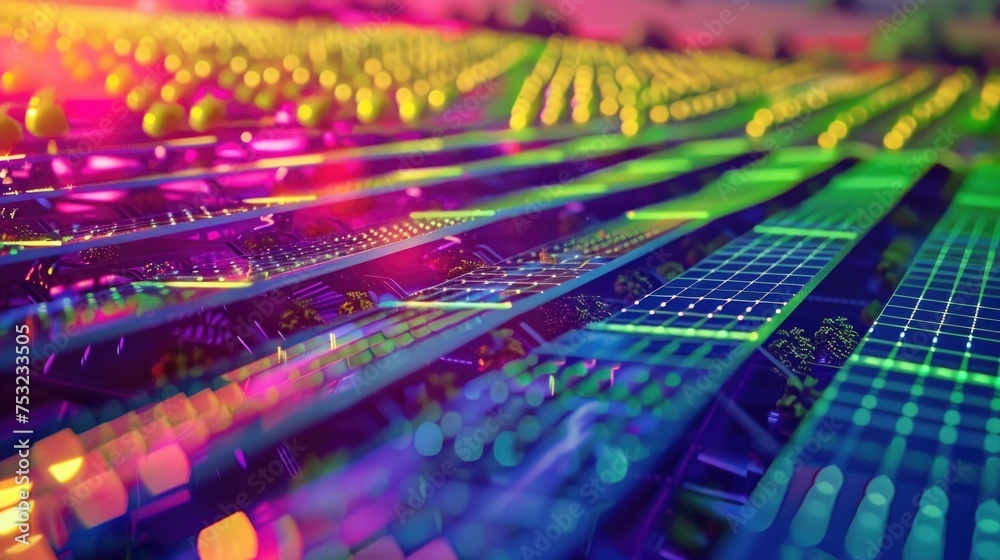 Colorful Computer Chips and Optical Discs in a Warehouse, To showcase the beauty and complexity of computer hardware components, and to highlight the Colorful Computer Chips and Optical Discs in a Warehouse, To showcase the beauty and complexity of computer hardware components, and to highlight the