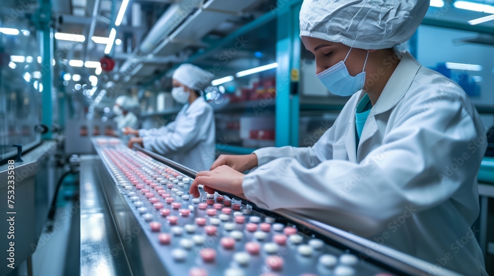 Factory Worker Operating Conveyor Belt Factory Worker Operating Conveyor Belt