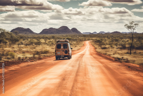  Van Traveling on Remote Outback Road © Guillem de Balanzó