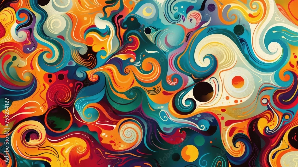 Vibrant Psychedelic Abstract Art, To provide a visually striking and unique background for an iPad or other digital device