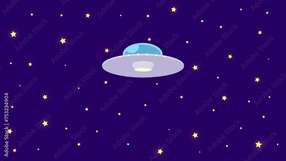 Cartoon UFO Soaring Across the Celestial Sky. Mesmerizing purple hues and twinkling stars, the unidentified flying object emerges from the distant horizon. Sci fi enthusiasts, UFO lovers, kids card Cartoon UFO Soaring Across the Celestial Sky. Mesmerizing purple hues and twinkling stars, the unidentified flying object emerges from the distant horizon. Sci fi enthusiasts, UFO lovers, kids card