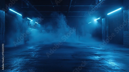 Dark Empty Street on Dark Blue Background: An Empty, GENERATIVE AI