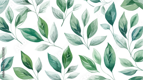 Watercolor seamless pattern with leaves. Watercolor