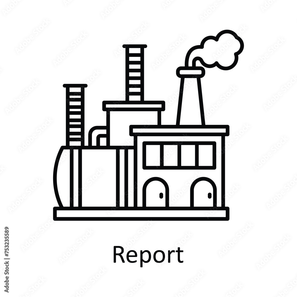 Naklejka premium Report vector outline icon design illustration. Manufacturing units symbol on White background EPS 10 File