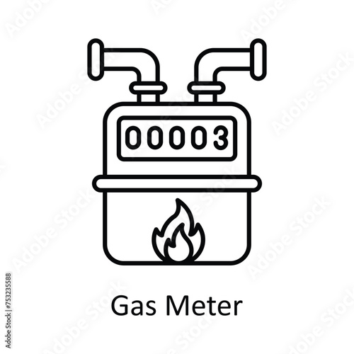 Gas Meter vector outline icon design illustration. Manufacturing units symbol on White background EPS 10 File