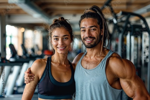 Gemeinsam stark: Junges Paar trainiert im Fitnessstudio für Gesundheit und Fitness