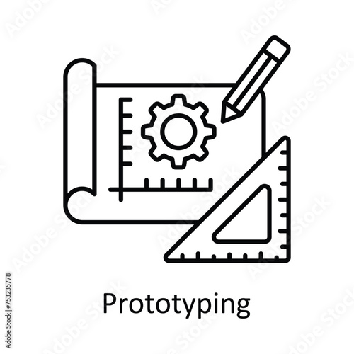 Prototyping vector outline icon design illustration. Manufacturing units symbol on White background EPS 10 File