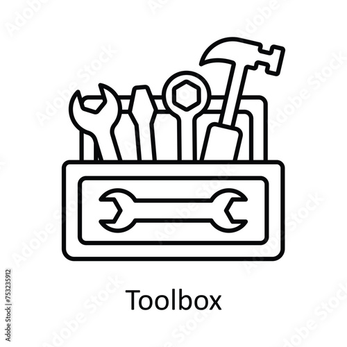 Toolbox vector outline icon design illustration. Manufacturing units symbol on White background EPS 10 File