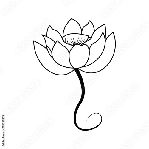 Lotus single continuous one line out line vector art  drawing  and tattoo design
