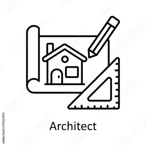 Architect vector outline icon design illustration. Manufacturing units symbol on White background EPS 10 File