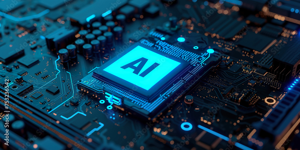 AI artificial intelligence innovation machine learning concept, futuristic neural networks CPU chip technology in blue hues AI artificial intelligence innovation machine learning concept, futuristic neural networks CPU chip technology in blue hues