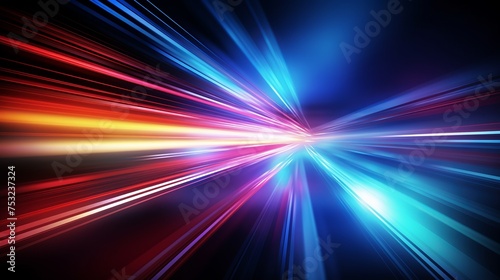 Illustration showing colorful light trails with a long exposure motion blur effect.