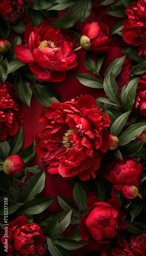 Red Roses with Leaves