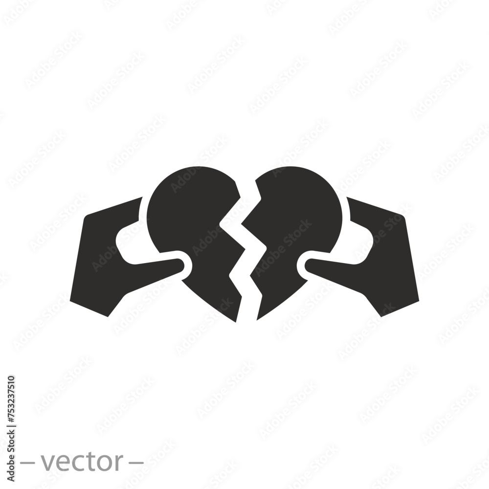 connect or split heart icon, broken love, crack in relationship, flat symbol on white background - vector illustration eps10 connect or split heart icon, broken love, crack in relationship, flat symbol on white background - vector illustration eps10