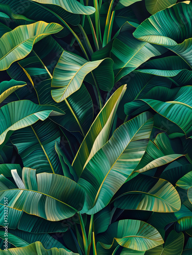 Tropical Big  Bold Leaves Background