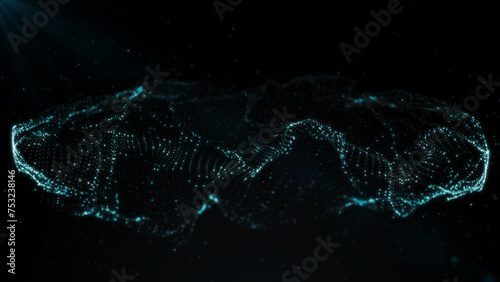 Abstract background with dynamic wave. Big data visualization. Technology background. 3D rendering.
