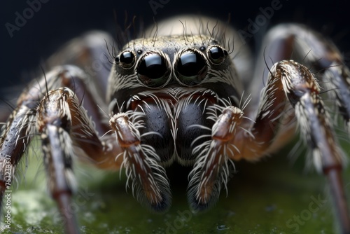 jumping spider close up in nature. macro shot of jumping spider. Wildlife Concept with Copy Space.  © John Martin