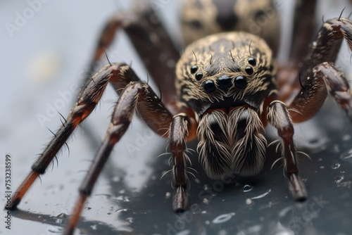 Jumping spider close up. Macro photo of a jumping spider. Wildlife Concept with Copy Space. 