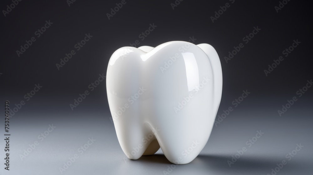 Snow white molar on blue background, symbolizing essential dental care with space for text Snow white molar on blue background, symbolizing essential dental care with space for text