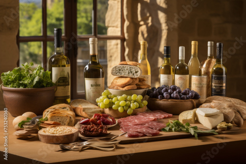 Rustic Wine and Bread Spread