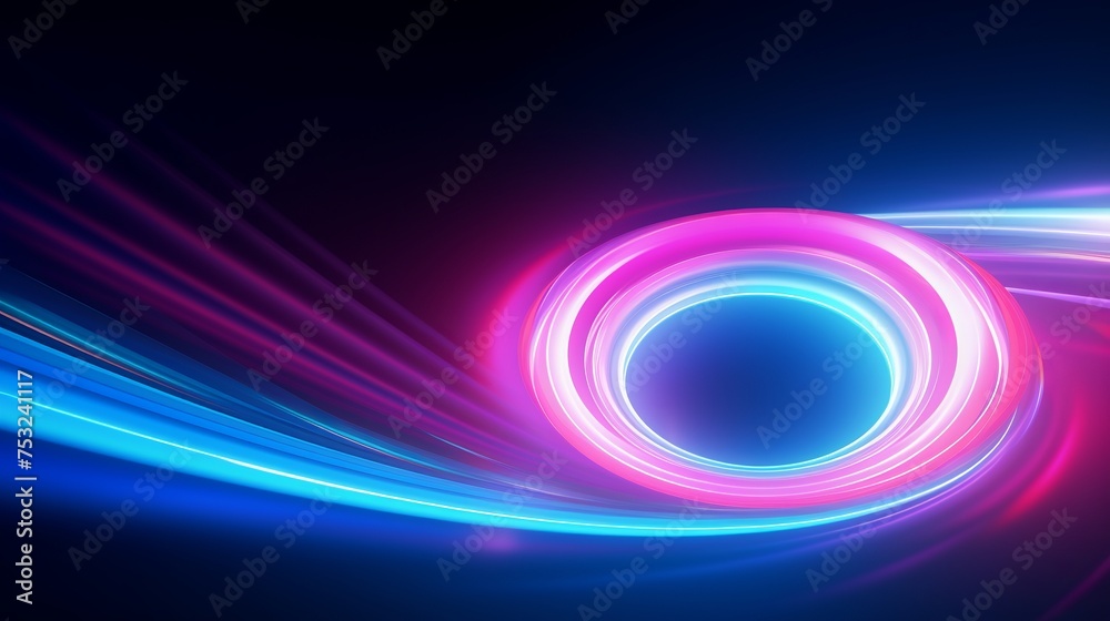 Vector illustration showcases a blue and pink spinning light with a long time exposure motion blur effect. Vector illustration showcases a blue and pink spinning light with a long time exposure motion blur effect.