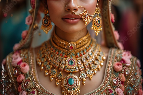 Showcase the intricate and traditional jewelry worn by the bride and groom in an Indian wedding