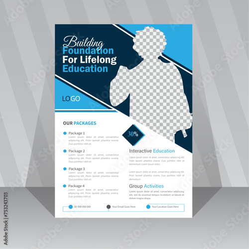 Modern Building foundation for lifelong education flyer template design. students school, college design for poster, and banner. Education flyer vector template.