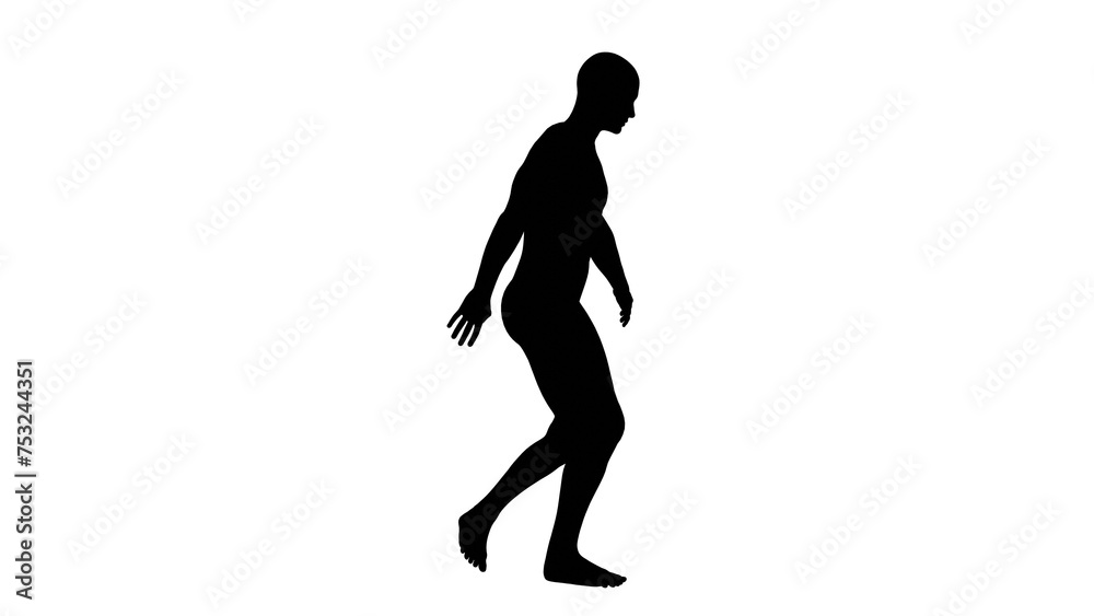 Silhouette of a beautiful young athletic man dancing, isolated on transparent background