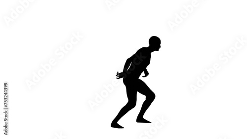 Silhouette of a beautiful young athletic man skateboarding isolated on transparent background
