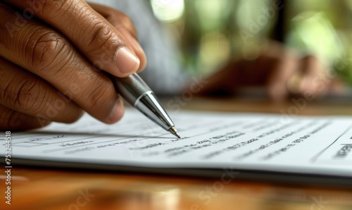 A business person signing c...