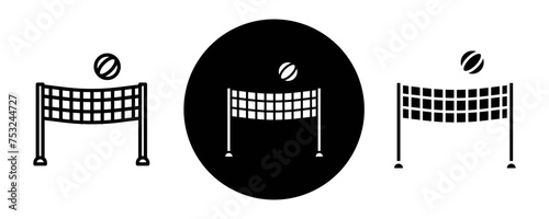 Volleyball net outline icon collection or set. Volleyball net Thin vector line art