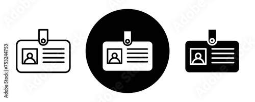 Identification badge outline icon collection or set. Identification badge Thin vector line art