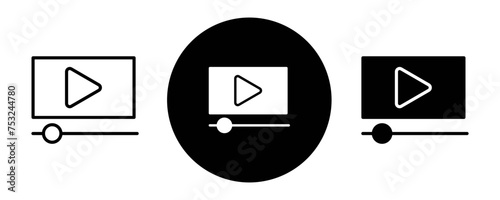 Video streaming outline icon collection or set. Video streaming Thin vector line art