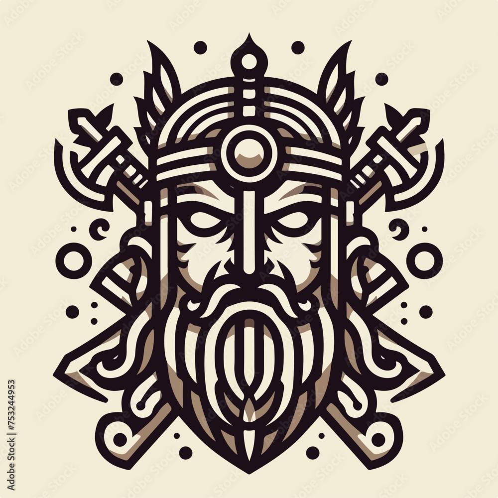 Baldr Balder or Baldur Norse God vector logo icon tattoo sticker.